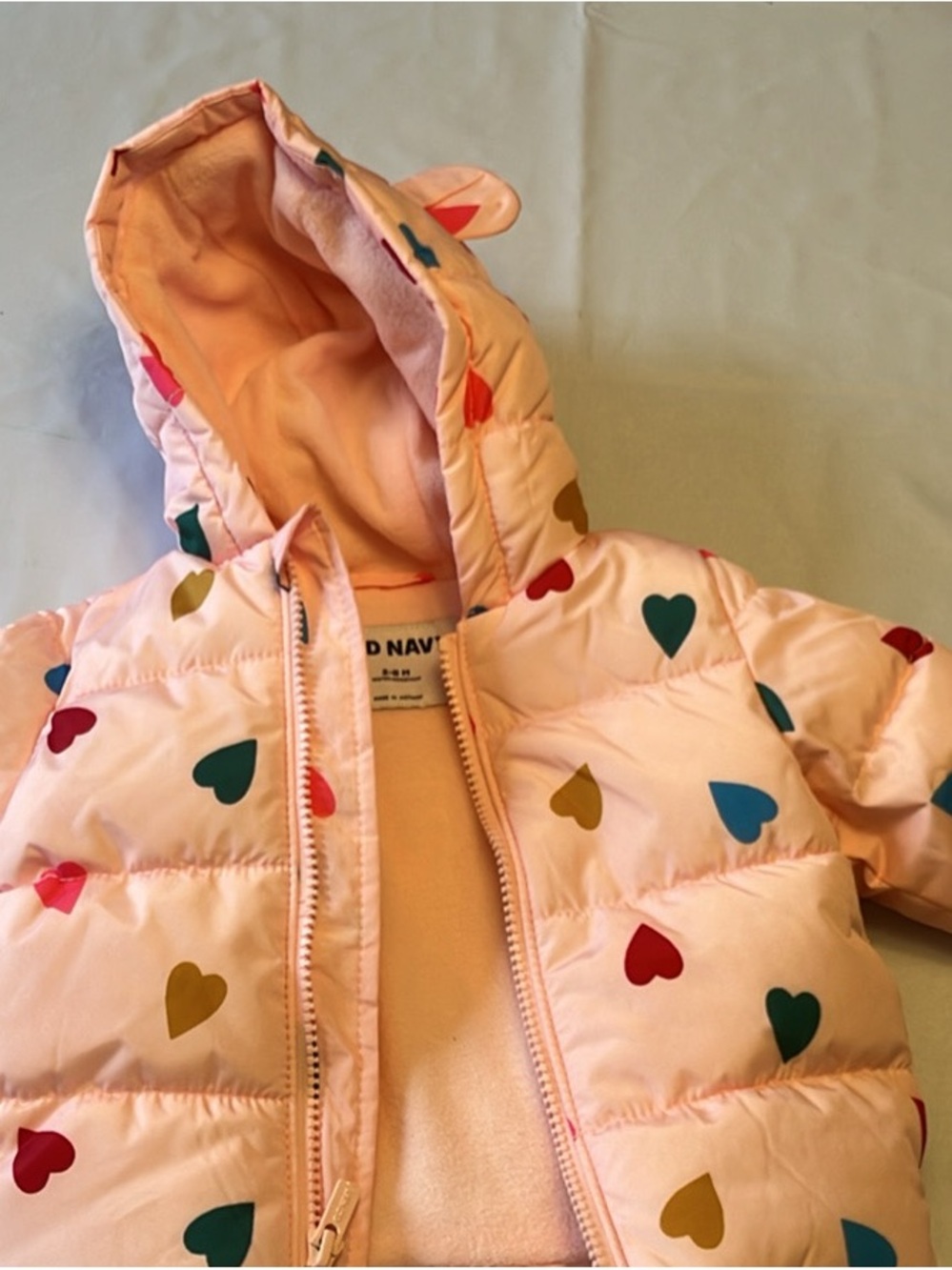 Old Navy Pink Heart Puffer Jacket for Kids
